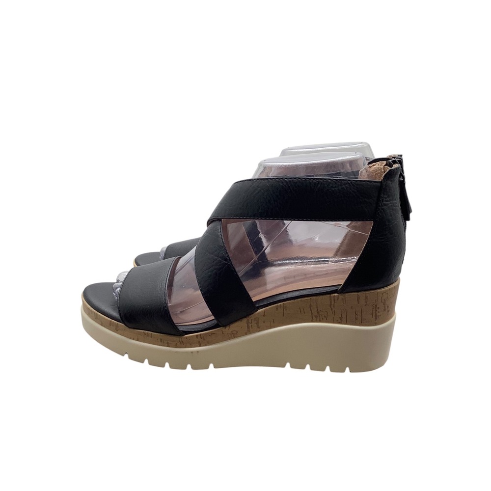 Soul Naturalizer Goodtimes Black Wedge Sandals Wide Width 6W H5571S0001 - Picture 2 of 8